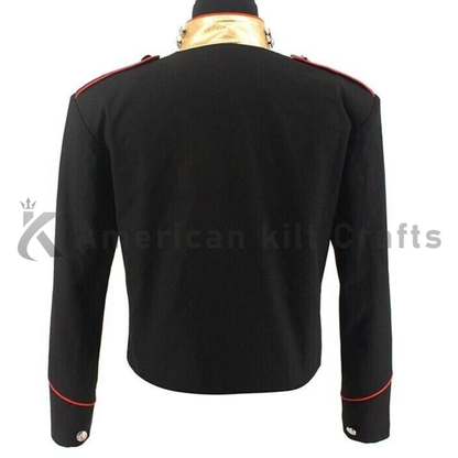 Men's New Michael Jackson Inspired Red Trimming Military Black Wool Jacket