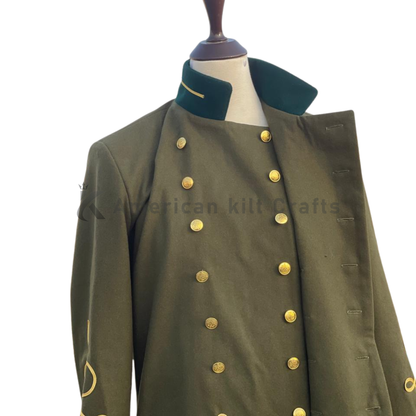 Officer CS Frock Coat for Men | Military-Inspired Wool Officer Jacket with Solid Collar & Cuffs | Civil War Reenactment Uniform | Vintage Military Frock Coat