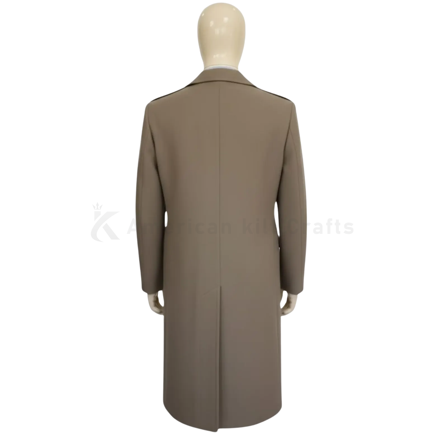 Men’s British Warm Overcoat – Heavy Wool Military Greatcoat in Officer Pink Taupe