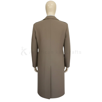 Men’s British Warm Overcoat – Heavy Wool Military Greatcoat in Officer Pink Taupe