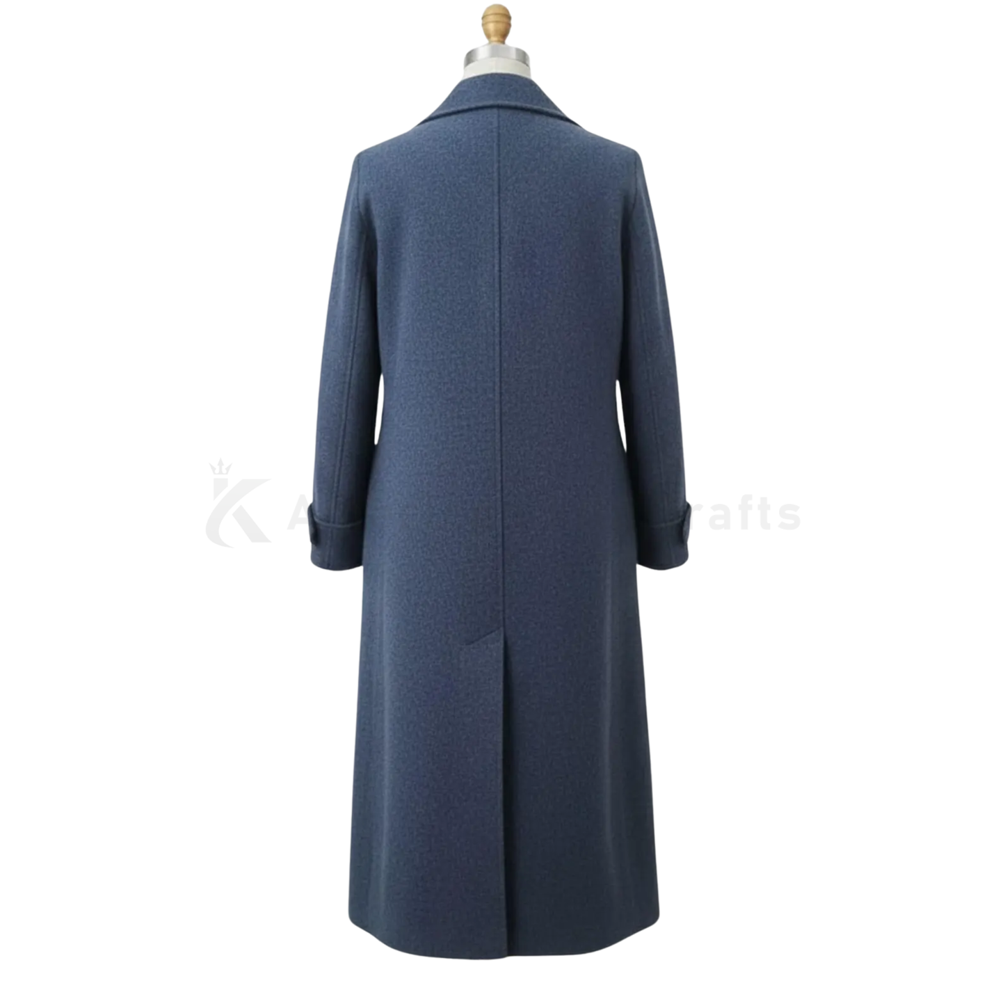 Men’s Double Breasted Trench Overcoat - Handcrafted 14th Doctor Who Blue Wool Long Coat | Vintage Sci-Fi Cosplay Winter Coat