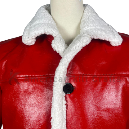 Christmas Chronicles Santa Coat |  Premium Red Faux Leather Winter Coat– Stylish Warm Santa Style Jacket
