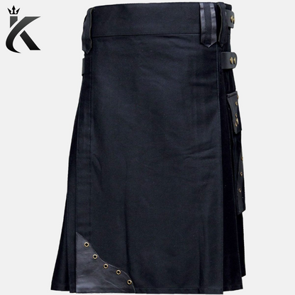 Custom Handmade Box Pleated Hybrid Cargo Kilt