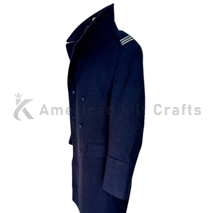 Men's Blue Wool Pea Coat - Classic Vintage Style Military Overcoat