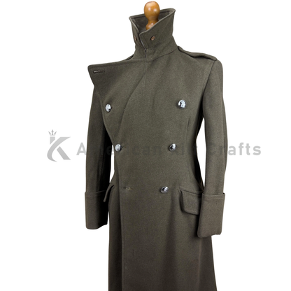 WWII Vintage Army Officer Double-Breasted Wool Greatcoat-Officer long overcoat