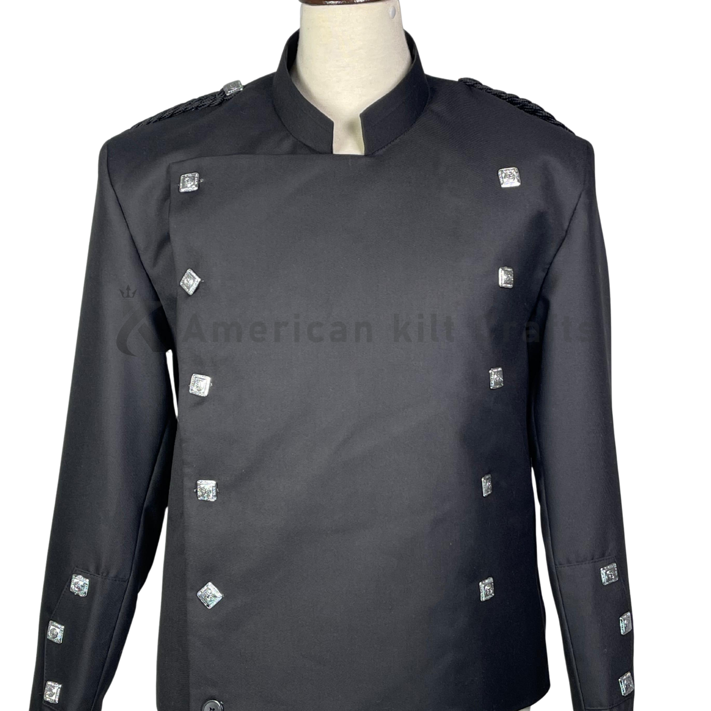 Black Montrose Doublet Kilt Jacket | Traditional Scottish Highland Dress Coat | Men’s Double-Breasted Formal Evening Jacket