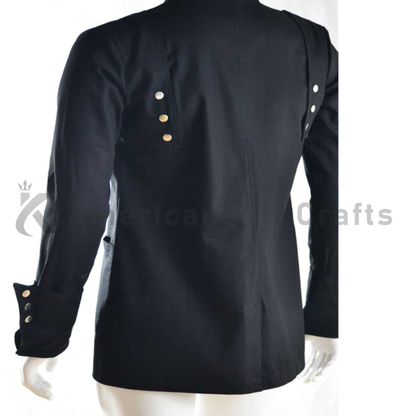 Men's Gothic Military Jacket- Loki Style Heavy Cotton Military Uniform