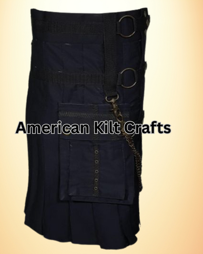 Gothic Fashion Black Utility Kilt for Men – Modern Gothic Kilt