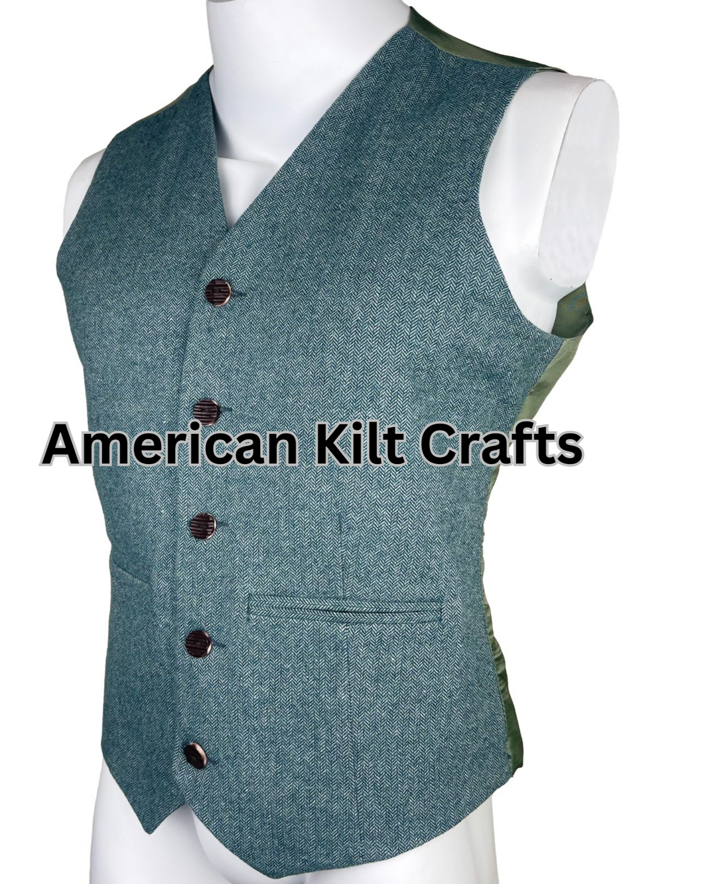 Traditional Light blue Kilt Blazer Wool Vest for Men