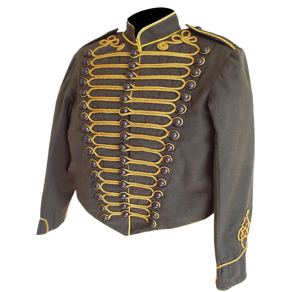 Men's Steampunk Civil War Gray Wool Military Parade Jacket | Vintage Military Coat