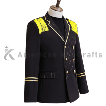 Men's Black Military Officer Jacket  | Gothic Steampunk Stage Performance Suit
