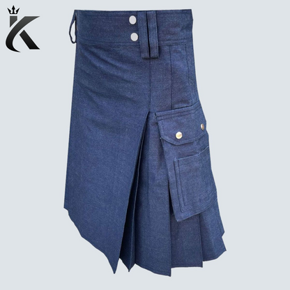 Blue Denim Utility Kilt – Durable, Stylish, and Functional Workwear