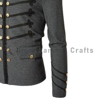 Men's Grey Hussar Military Jacket  – Gold Button Parade Uniform |Cosplay jacket