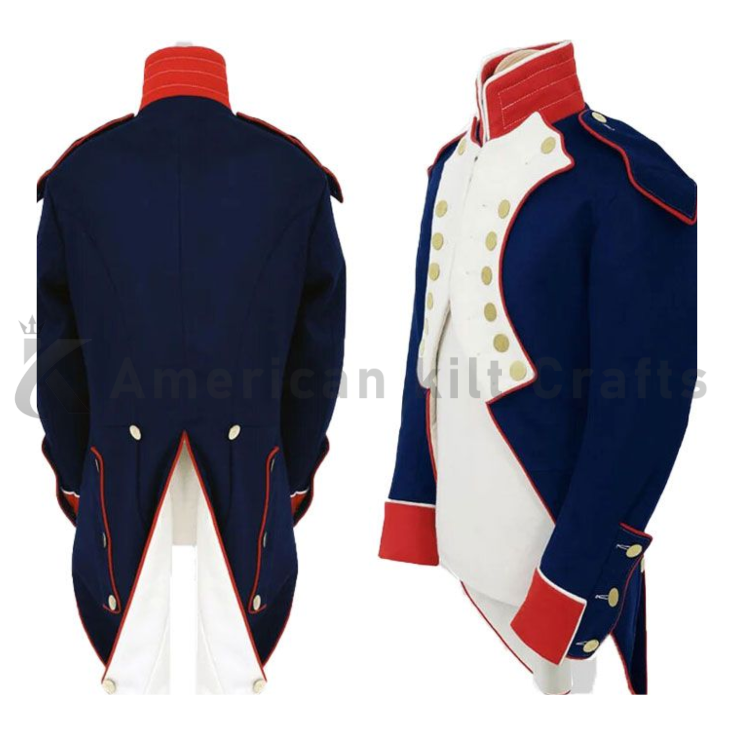 Men's Civil War Napoleon Military Jacket Navy Wool | British Single Breasted Officer Coat
