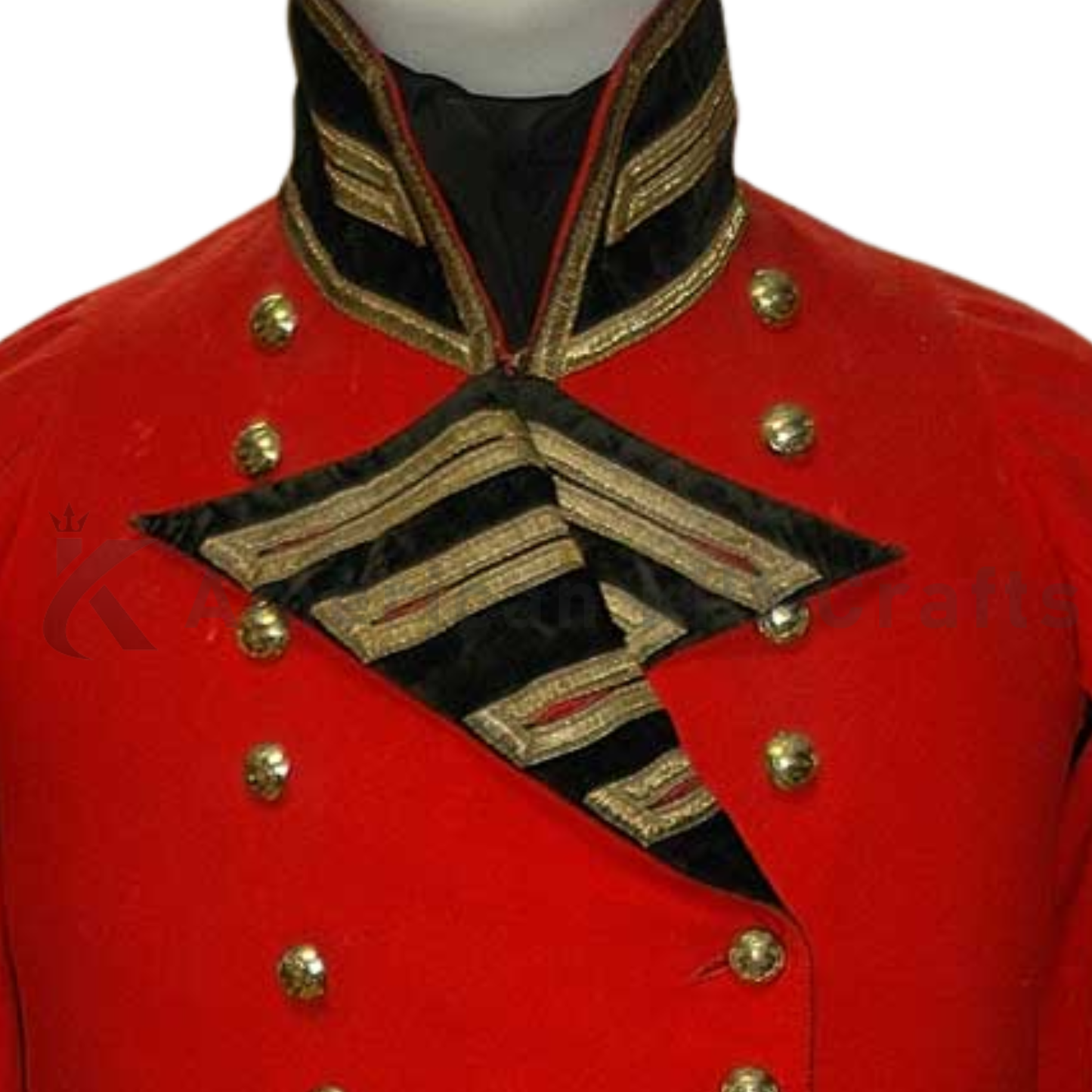 Men's Military British Army Officer Tunic - Scarlet Wool with Black Facings