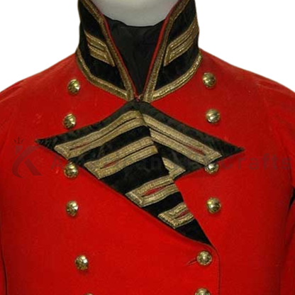 Men's Military British Army Officer Tunic - Scarlet Wool with Black Facings