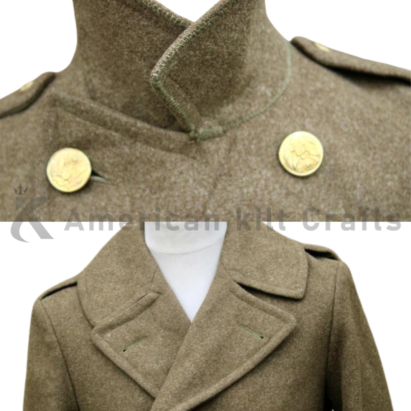 Men’s Heavy Wool Greatcoat - Classic Double-Breasted Military Winter Coat