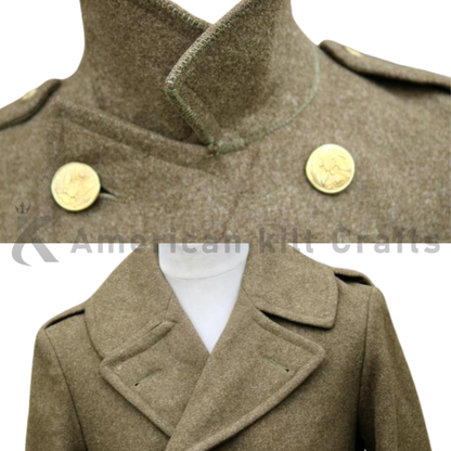 Men’s Heavy Wool Greatcoat - Classic Double-Breasted Military Winter Coat