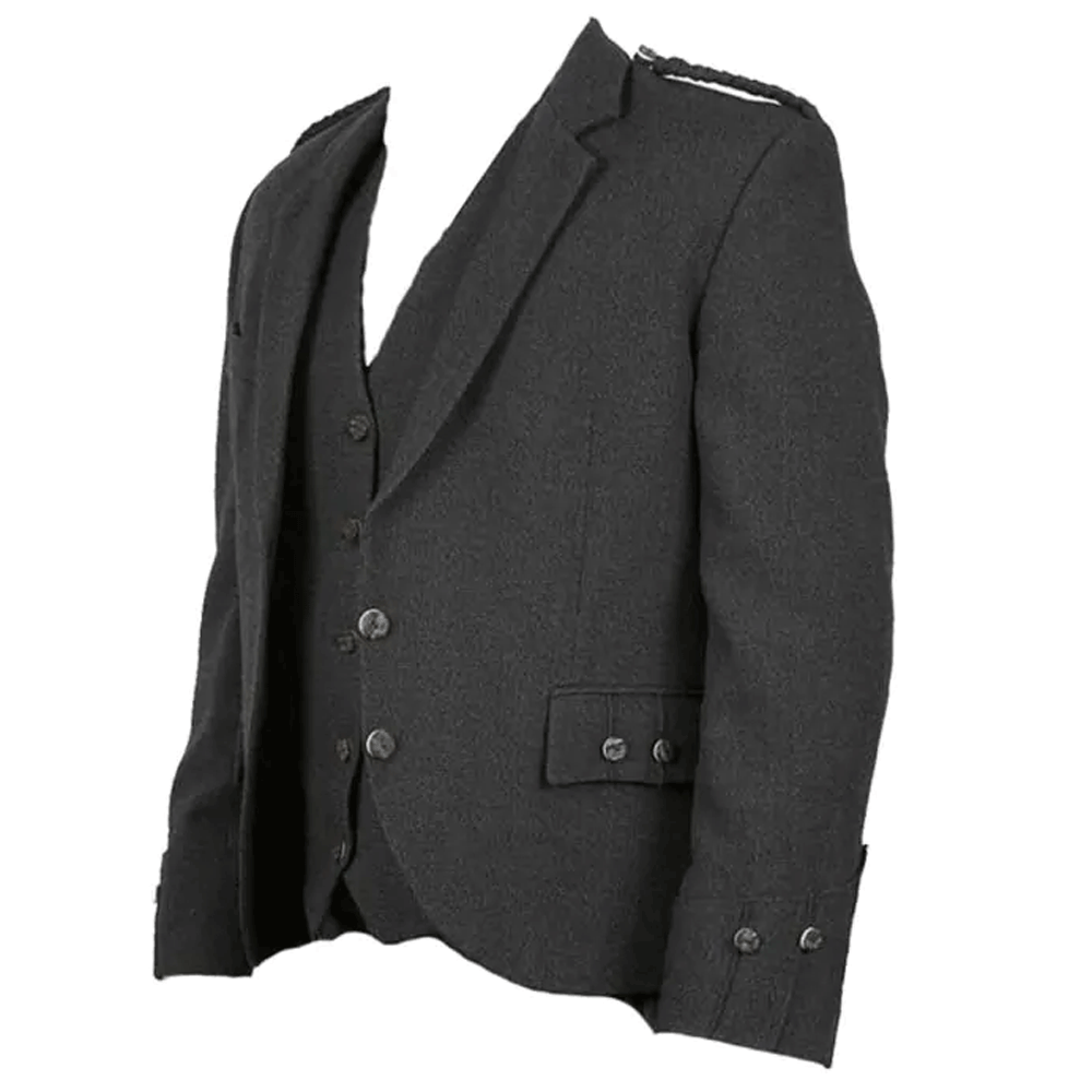 Men's Navy Blue Wool Argyle Kilt Jacket & Waistcoat Set For Weddings & Formal Wear