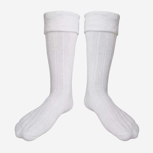 Premium Scottish White Kilt Hose - Traditional Kilt Socks for Authentic Style