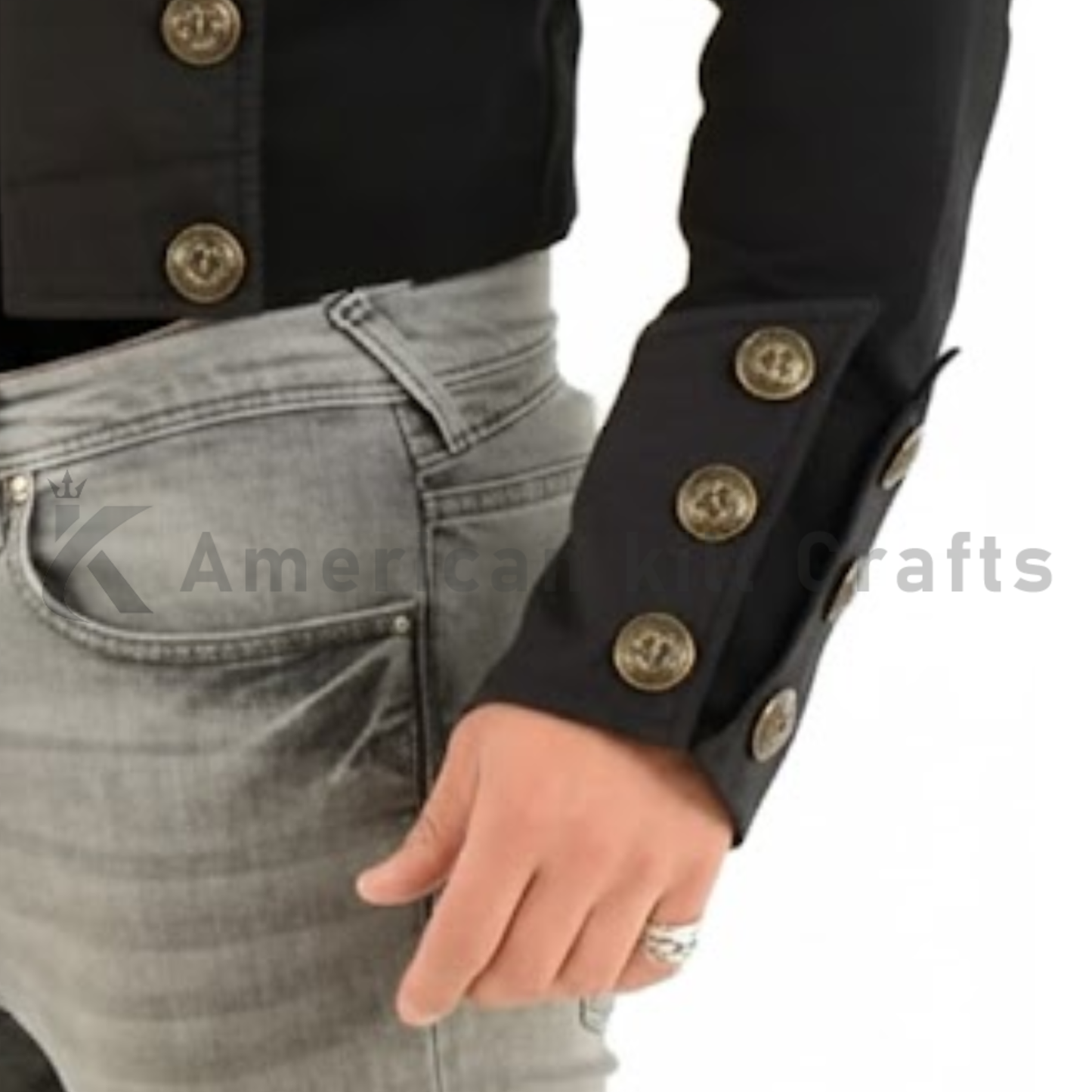 Men's Handmade Steampunk Jacket - Cropped Cotton Military Officer Top