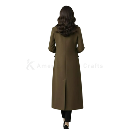 Women's Wool Longline Trench Coat Brown – Unisex Winter Wool Coat