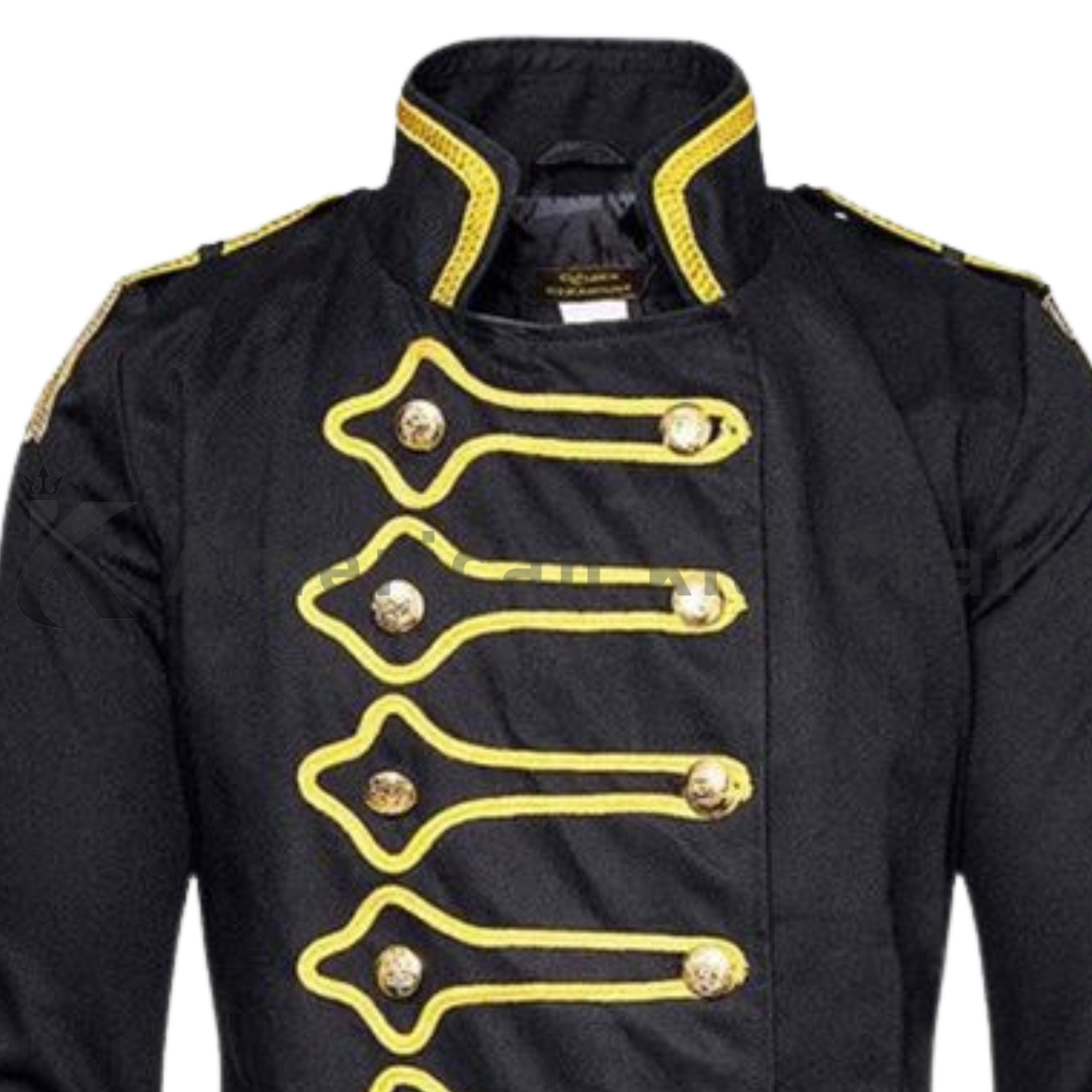 Men's Black and Gold Victorian Military Drummer Jacket | Gothic Steampunk Costume Coat