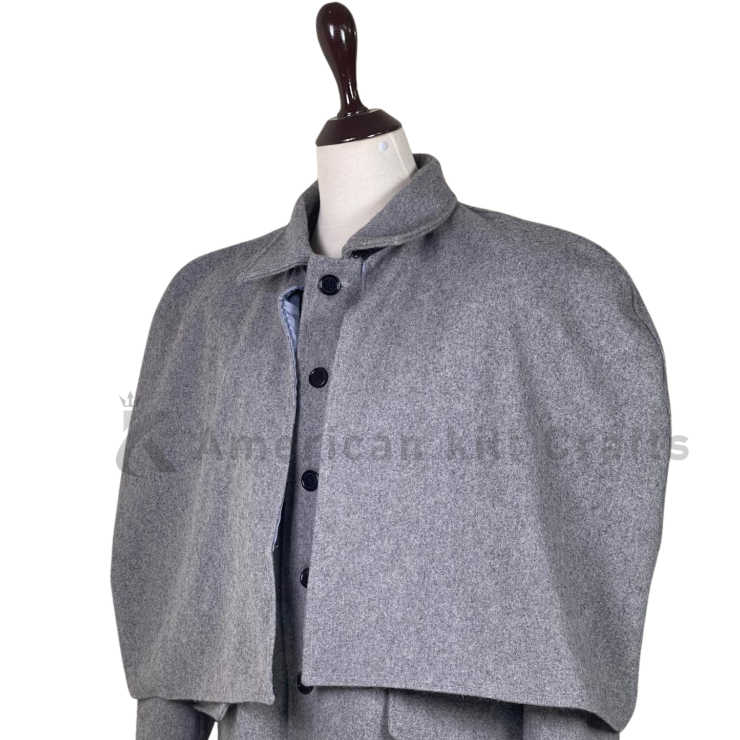 Men’s Grey Wool Inverness Cape Greatcoat | Victorian Sherlock Style Long Wool Coat