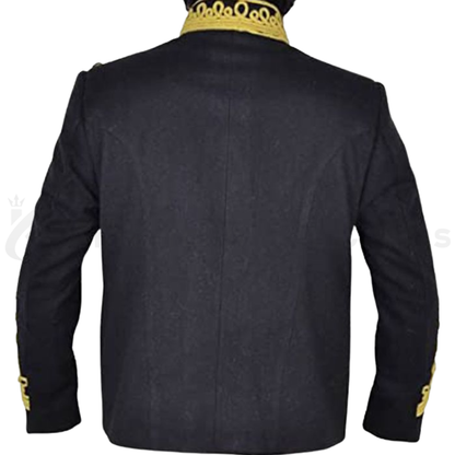 Men’s Adam Ant Military Hussar Jacket – Black Wool Gold Braid Costume Coat