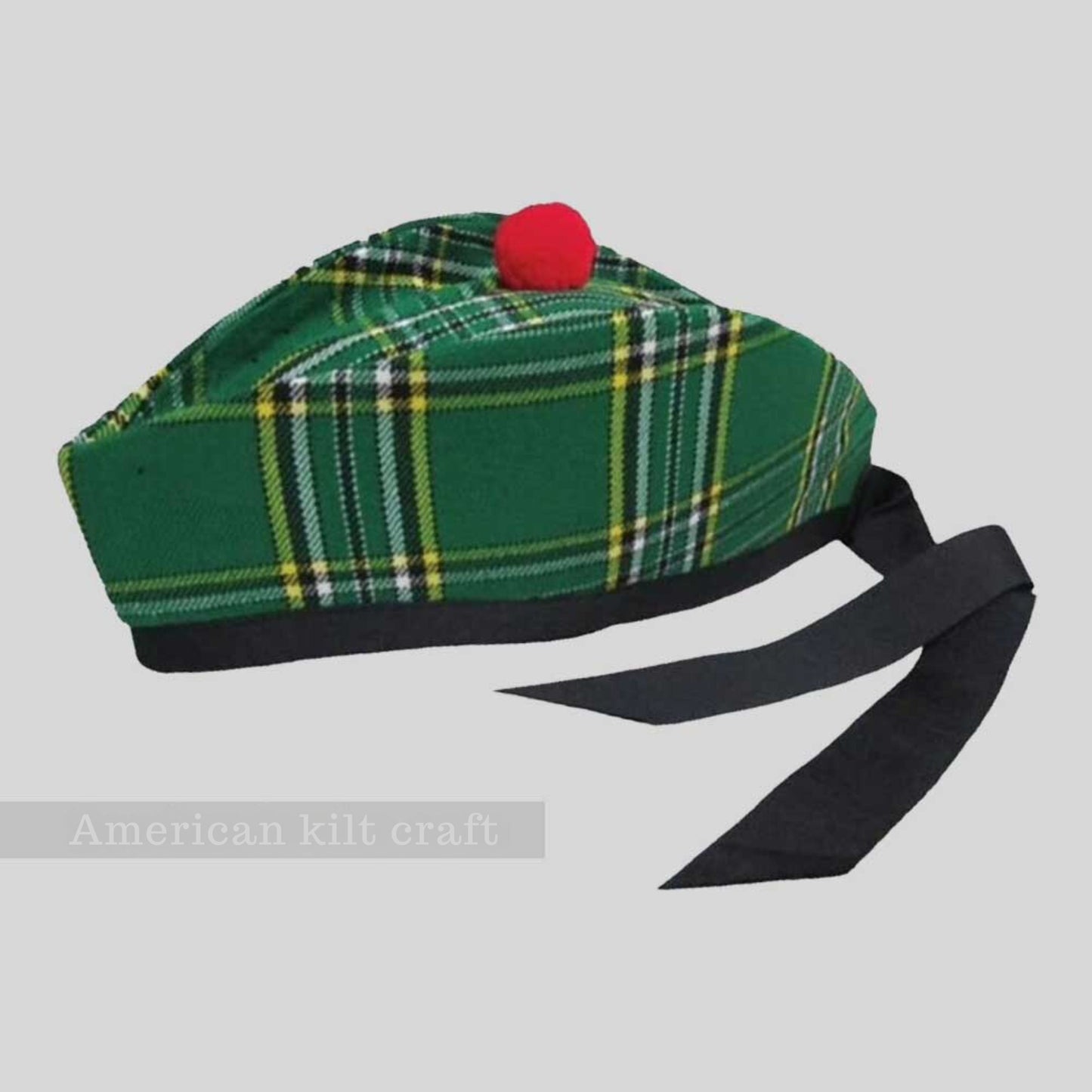 Premium Scottish Irish National Tartan Glengarry Hat - Traditional Highland Headwear with Irish National Tartan