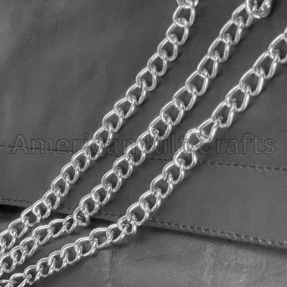 Men's Black Leather Utility Kilt with Chains | Gothic Biker Style Kilt | Steampunk Leather Kilt for Men