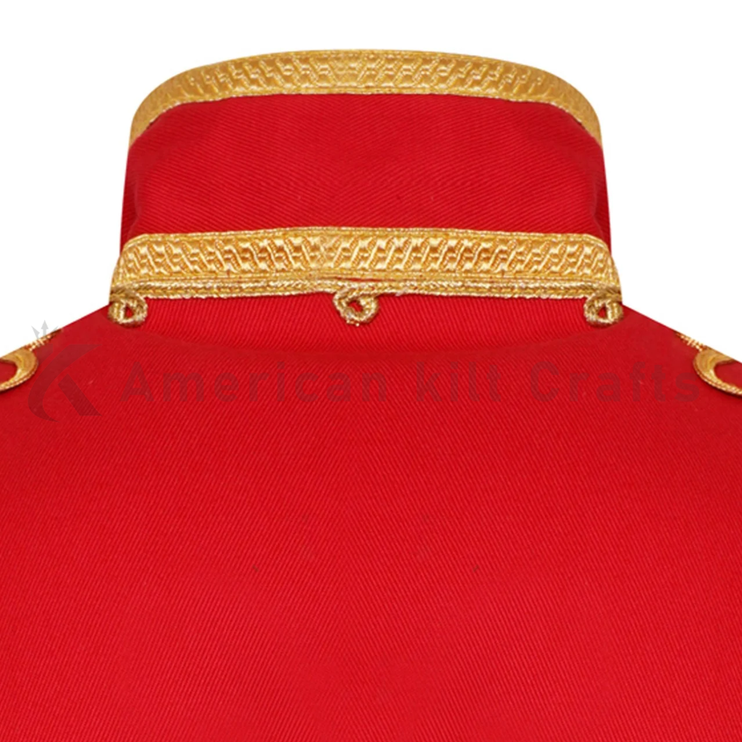 Men's Red Hussar Military Jacket with Gold Braided Embroidery|Parade Style Uniform Jacket