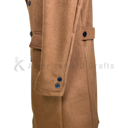 Men's British Warmer Camel Overcoat - Double Breasted Wool Greatcoat