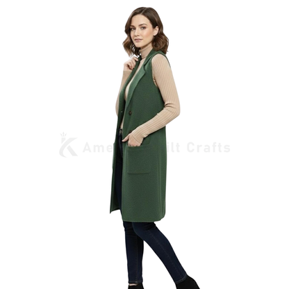 Women’s Sleeveless Long Knit Cardigan Vest | Longline Open Front Outerwear