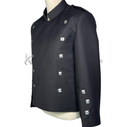 Black Montrose Doublet Kilt Jacket | Traditional Scottish Highland Dress Coat | Men’s Double-Breasted Formal Evening Jacket