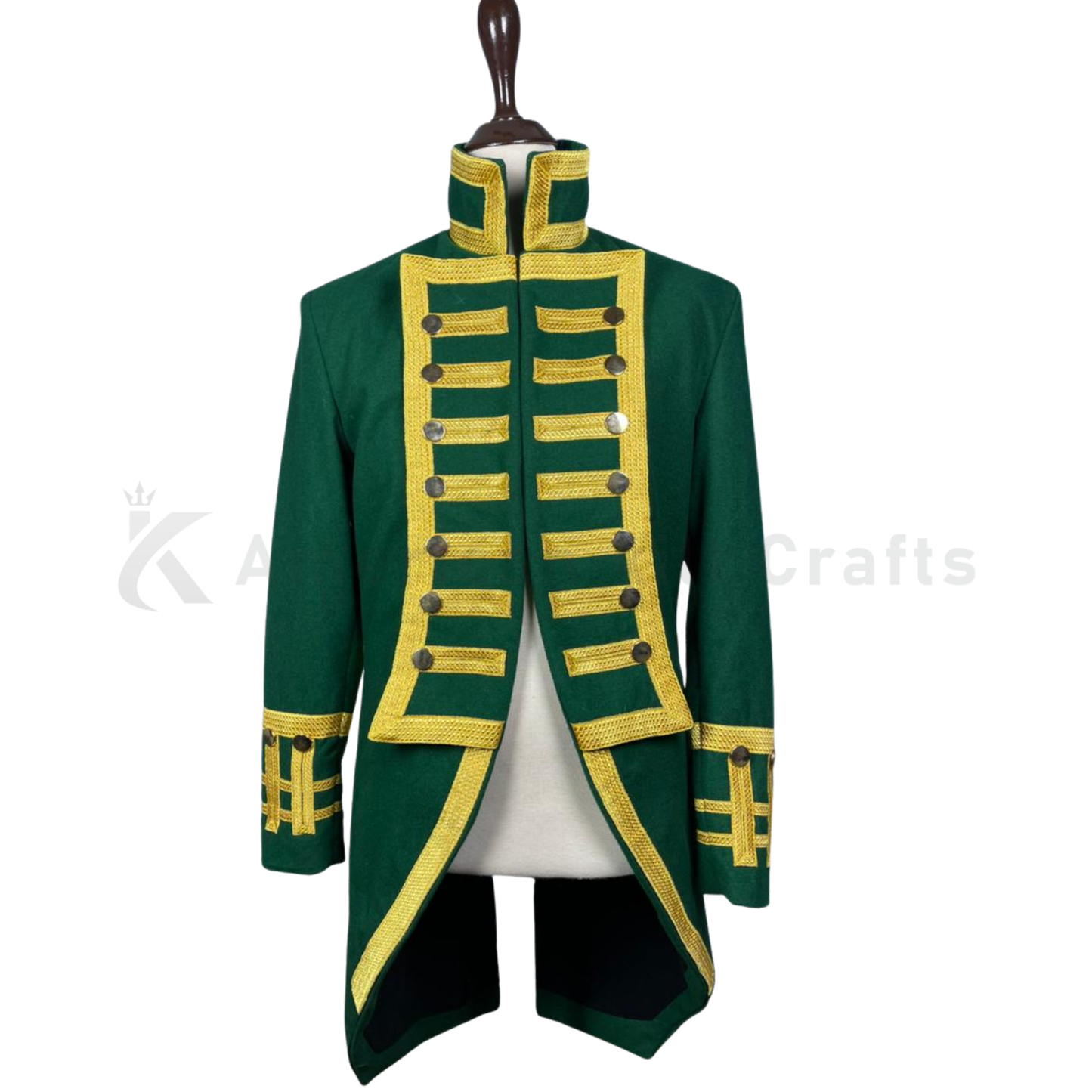 Napoleonic Green Admiral Frock Coat | 18th Century British Captain Tailcoat | Vintage Military Steampunk Jacket for Men