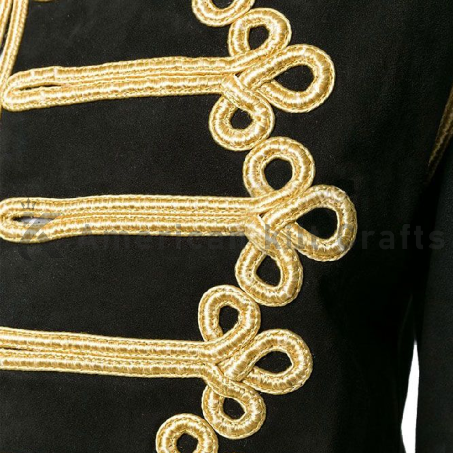 Men's Black Wool and Gold Braid Military Jacket | Victorian Parade Jacket