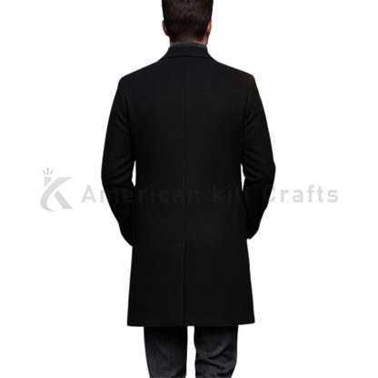 Men’s Classic Single Breasted Mid-Length Wool Trench coat
