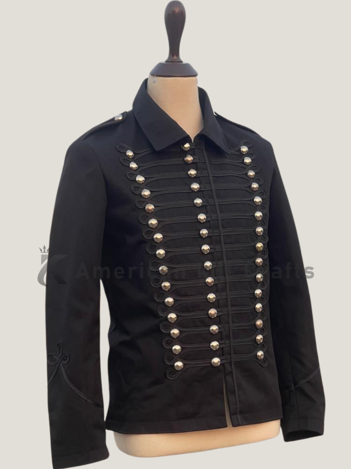 Men’s Black Military Parade Jacket | Gothic Steampunk Hussar Band Coat | Vintage Officer Costume Uniform for Cosplay & Fashion