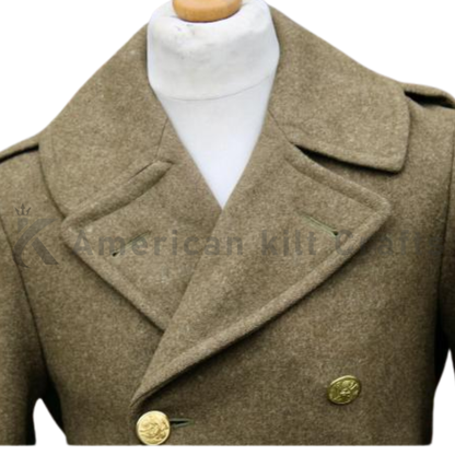 Men’s Heavy Wool Greatcoat - Classic Double-Breasted Military Winter Coat