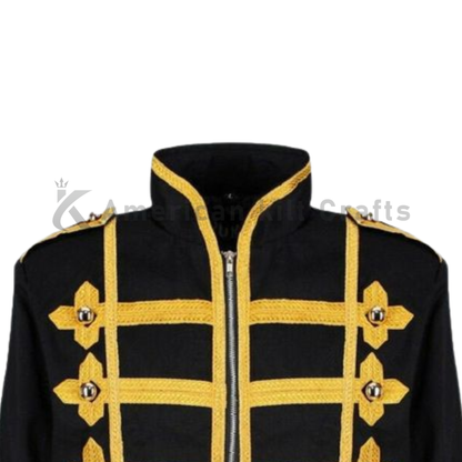 Men’s Black Gold Marching Jacket|Black Parade Military Jacket | Steampunk Punk MCR Drummer Coat |