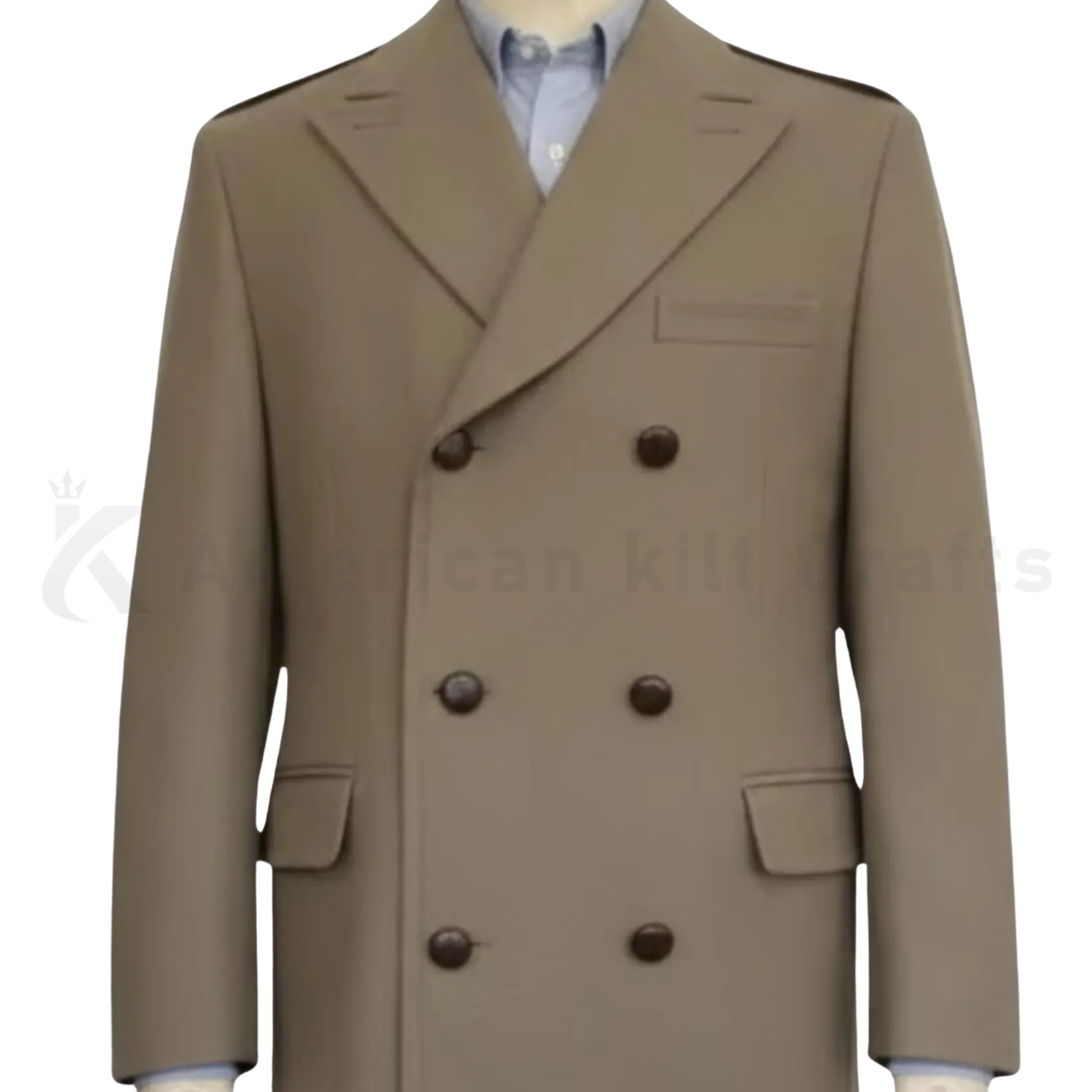 Men’s British Warm Overcoat – Heavy Wool Military Greatcoat in Officer Pink Taupe