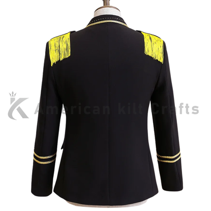Men's Black Military Officer Jacket  | Gothic Steampunk Stage Performance Suit
