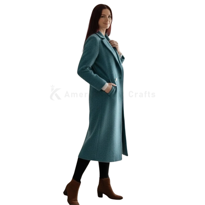 Women’s Double Breasted Long Wool Overcoat –  Street Style Coat