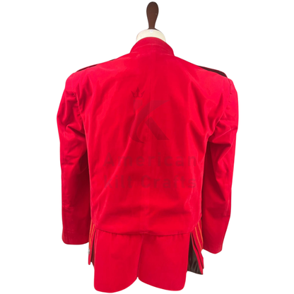 Men’s Red Velvet Military Doublet Jacket – Scottish Highland Band Uniform Coat