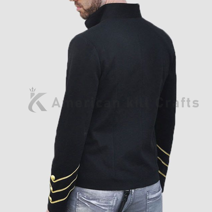 Men's Richard Sharpe Military Jacket – Black & Gold Napoleonic Officer Coat | Vintage Hussar Uniform