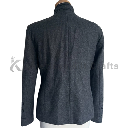 Women's Vintage Napoleon Military Jacket Grey Wool Hussar Officer Style |Victorian Parade Coat