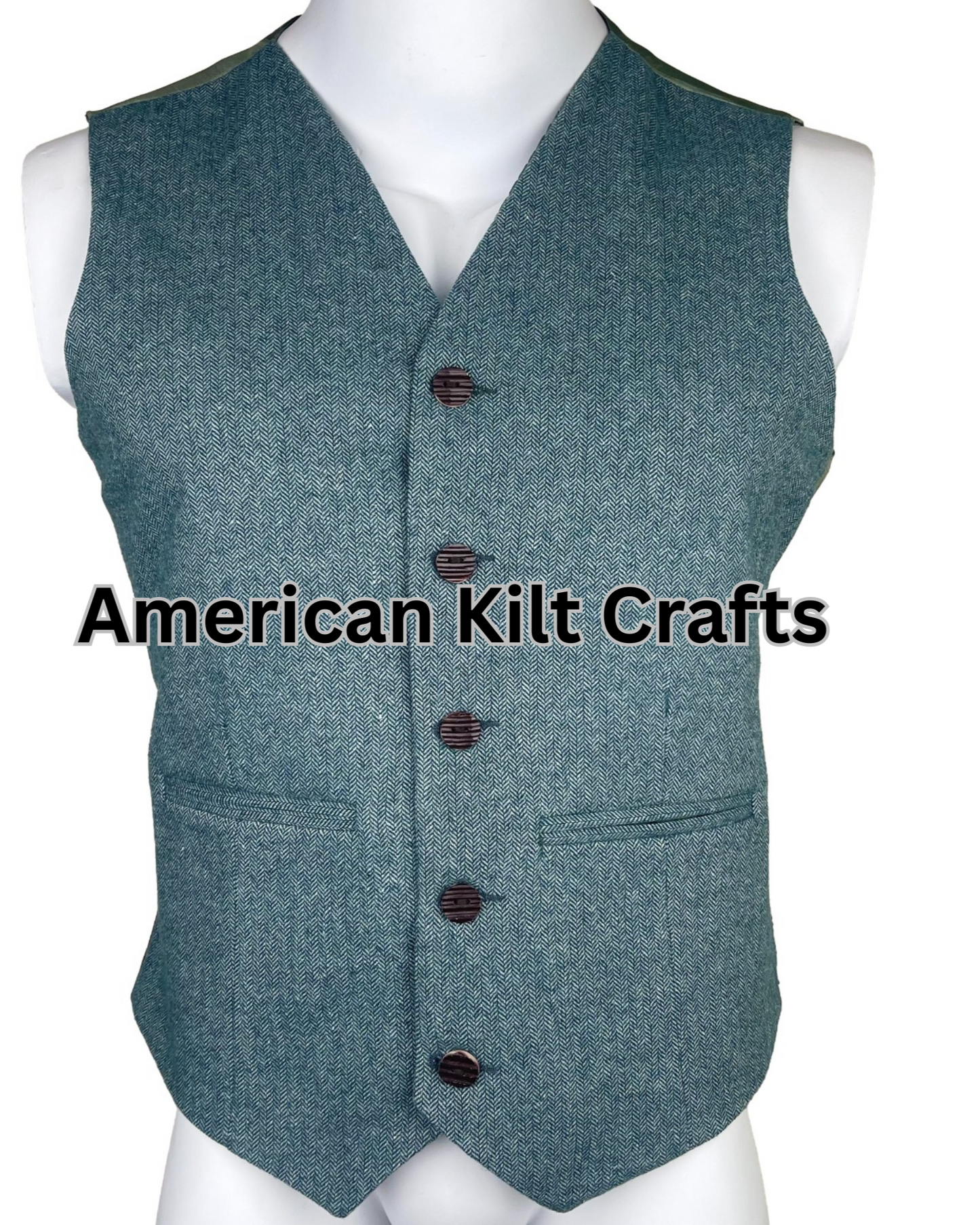 Traditional Light blue Kilt Blazer Wool Vest for Men