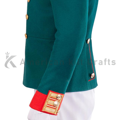 Men's Imperial Russian Guard Officer Tunic | Dark Emerald Military Costume