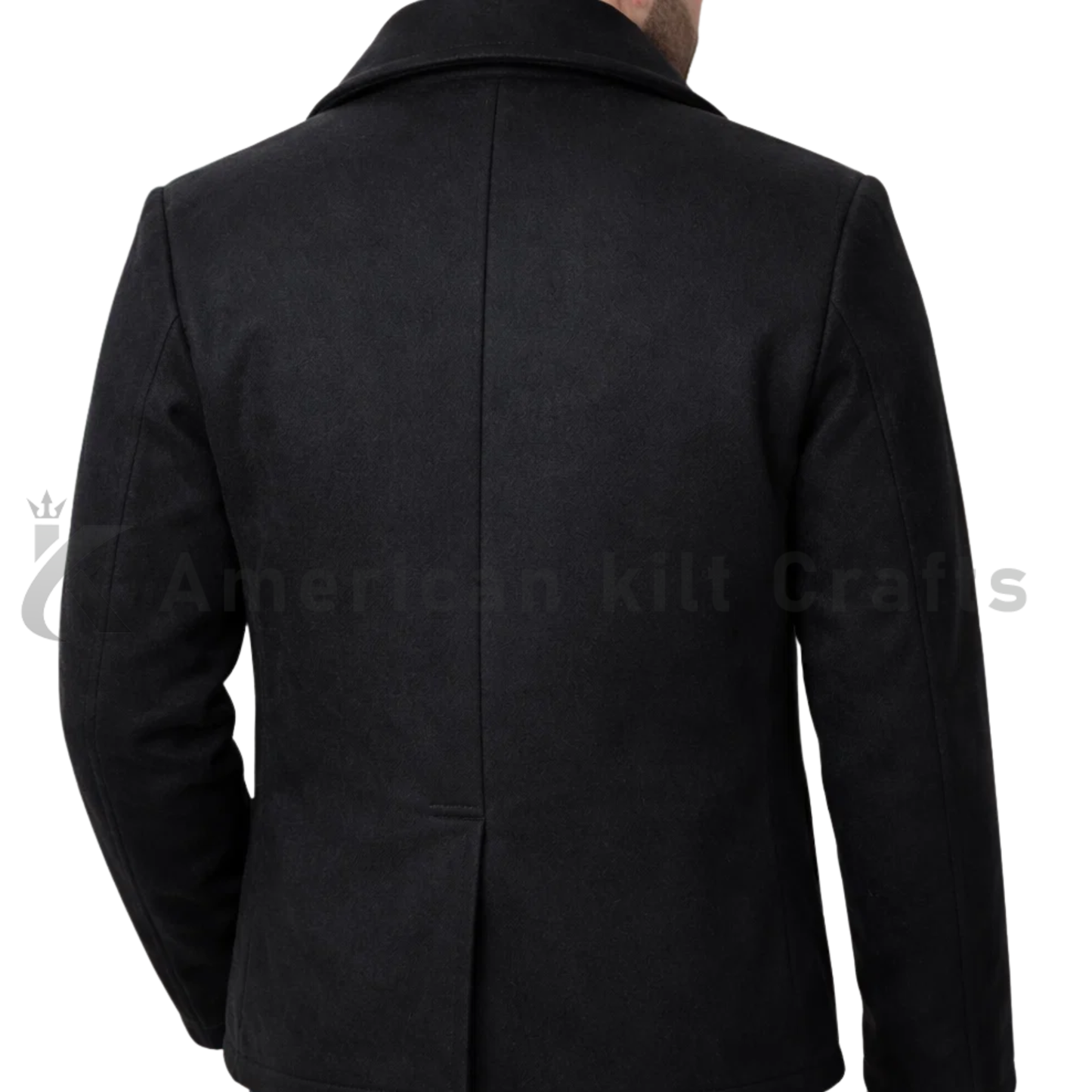 Men’s US Navy Style  Pea Coat Black - British military style jacket